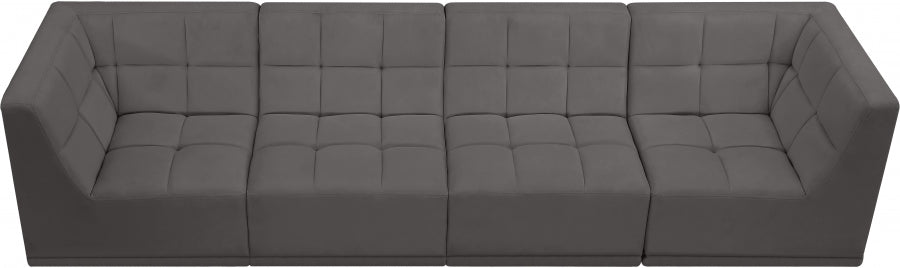 Relax Grey Velvet Modular 128" Sofa - 650Grey-S128 - Vega Furniture