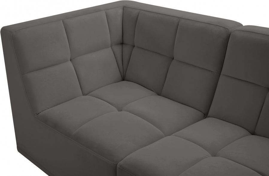 Relax Grey Velvet Modular 128" Sofa - 650Grey-S128 - Vega Furniture