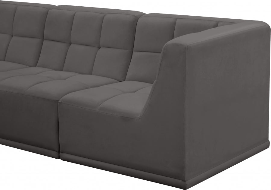 Relax Grey Velvet Modular 128" Sofa - 650Grey-S128 - Vega Furniture