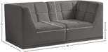 Relax Grey Velvet Modular 68" Sofa - 650Grey-S68 - Vega Furniture