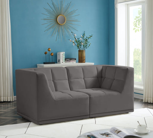 Relax Grey Velvet Modular 68" Sofa - 650Grey-S68 - Vega Furniture