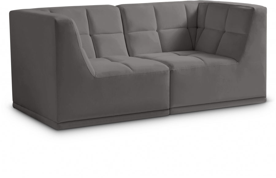 Relax Grey Velvet Modular 68" Sofa - 650Grey-S68 - Vega Furniture