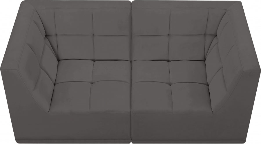 Relax Grey Velvet Modular 68" Sofa - 650Grey-S68 - Vega Furniture