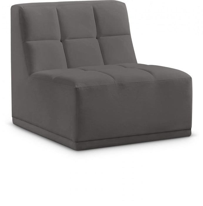 Relax Grey Velvet Modular Armless Chair - 650Grey-Armless - Vega Furniture