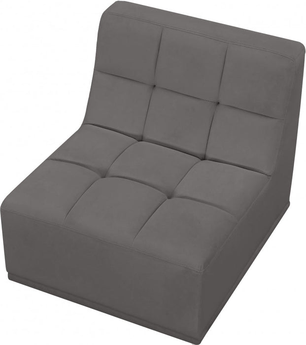 Relax Grey Velvet Modular Armless Chair - 650Grey-Armless - Vega Furniture