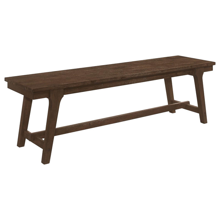 Reynolds Rectangular Trestle Base Dining Bench Brown Oak - 107593 - Vega Furniture