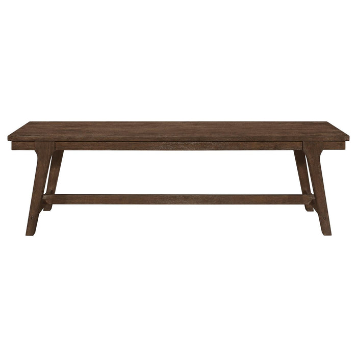 Reynolds Rectangular Trestle Base Dining Bench Brown Oak - 107593 - Vega Furniture