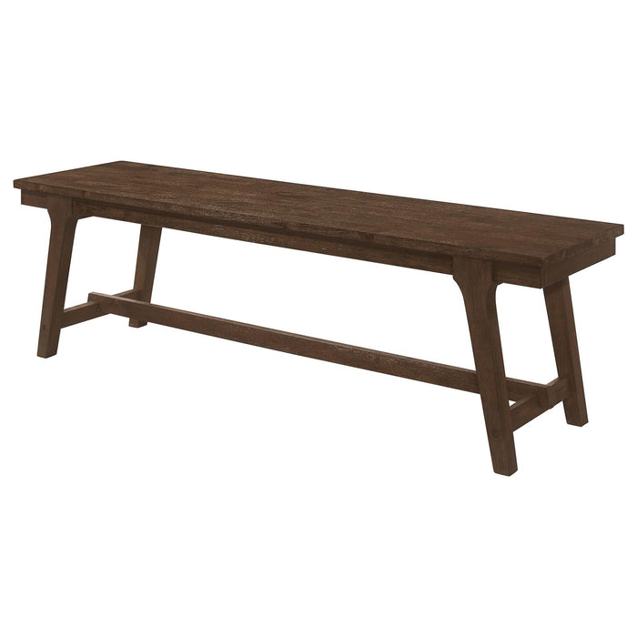 Reynolds Rectangular Trestle Base Dining Bench Brown Oak - 107593 - Vega Furniture