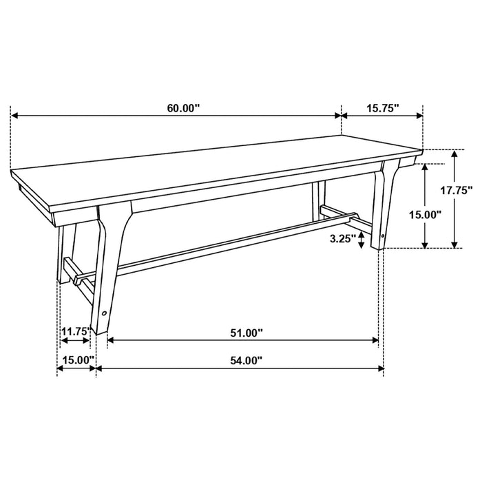 Reynolds Rectangular Trestle Base Dining Bench Brown Oak - 107593 - Vega Furniture