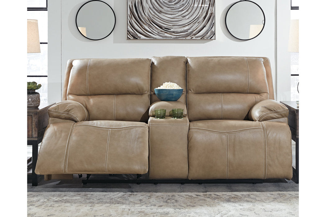 Ricmen Putty Power Reclining Loveseat with Console - U4370218 - Vega Furniture