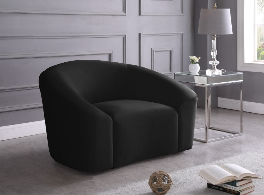 Riley Black Velvet Chair - 610Black-C - Vega Furniture