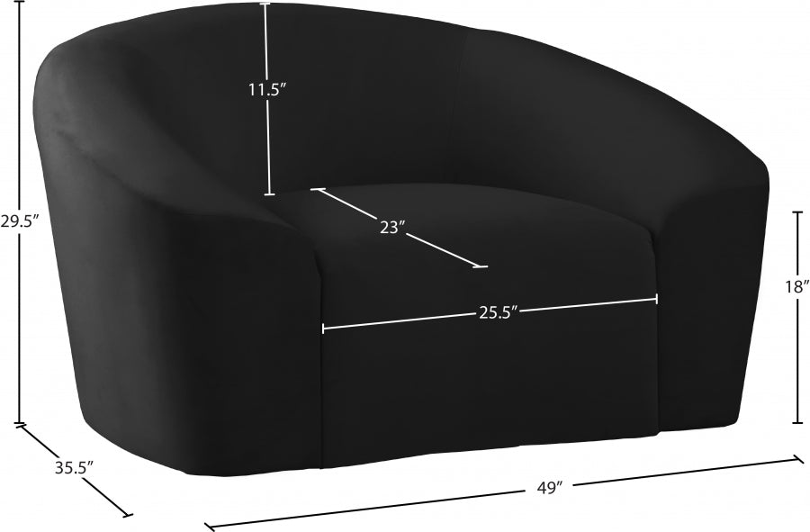 Riley Black Velvet Chair - 610Black-C - Vega Furniture