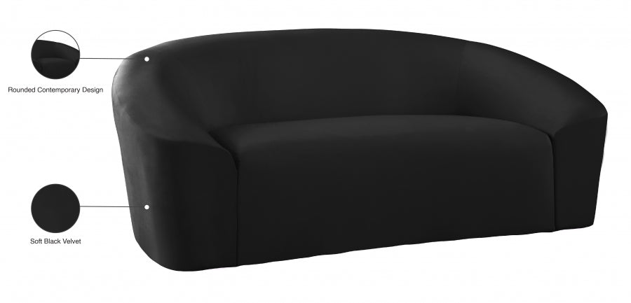 Riley Black Velvet Loveseat - 610Black-L - Vega Furniture