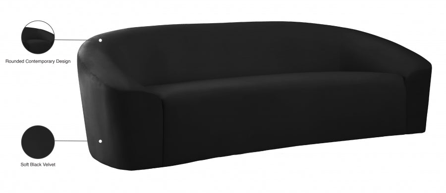 Riley Black Velvet Sofa - 610Black-S - Vega Furniture