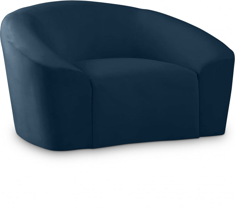 Riley Blue Velvet Chair - 610Navy-C - Vega Furniture