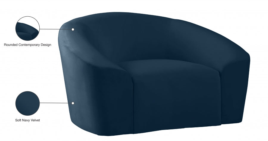 Riley Blue Velvet Chair - 610Navy-C - Vega Furniture