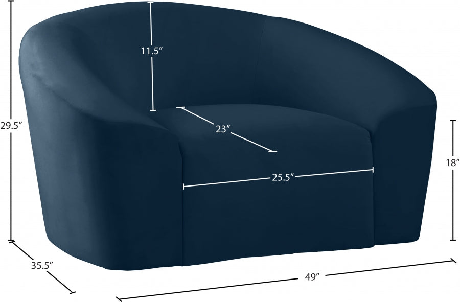 Riley Blue Velvet Chair - 610Navy-C - Vega Furniture