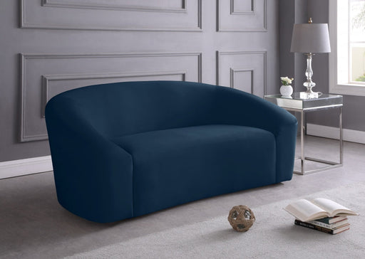 Riley Blue Velvet Loveseat - 610Navy-L - Vega Furniture