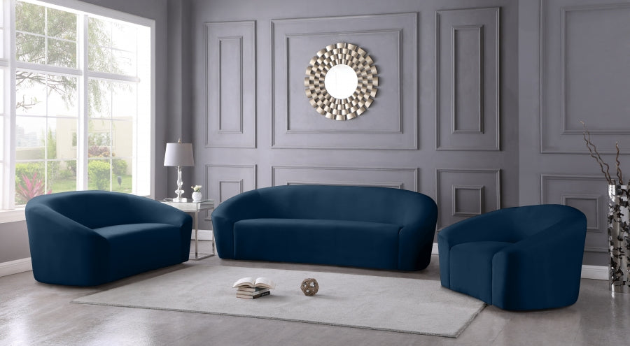 Riley Blue Velvet Loveseat - 610Navy-L - Vega Furniture