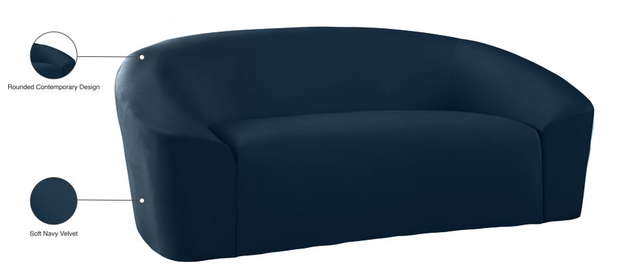 Riley Blue Velvet Loveseat - 610Navy-L - Vega Furniture