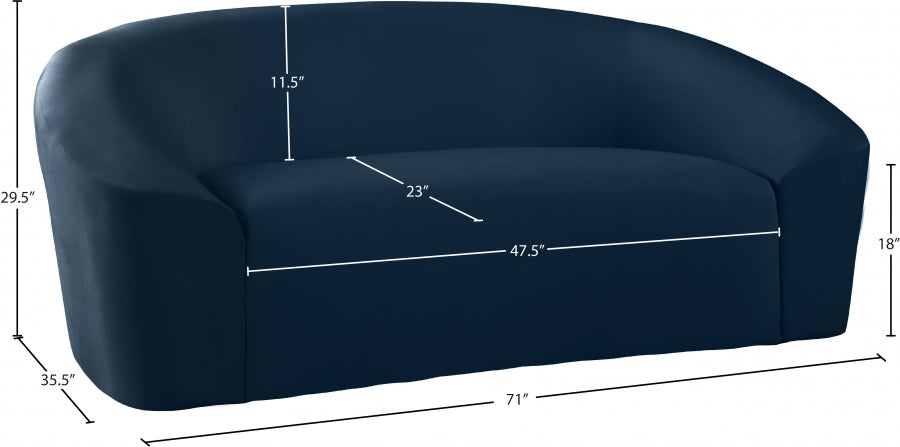 Riley Blue Velvet Loveseat - 610Navy-L - Vega Furniture