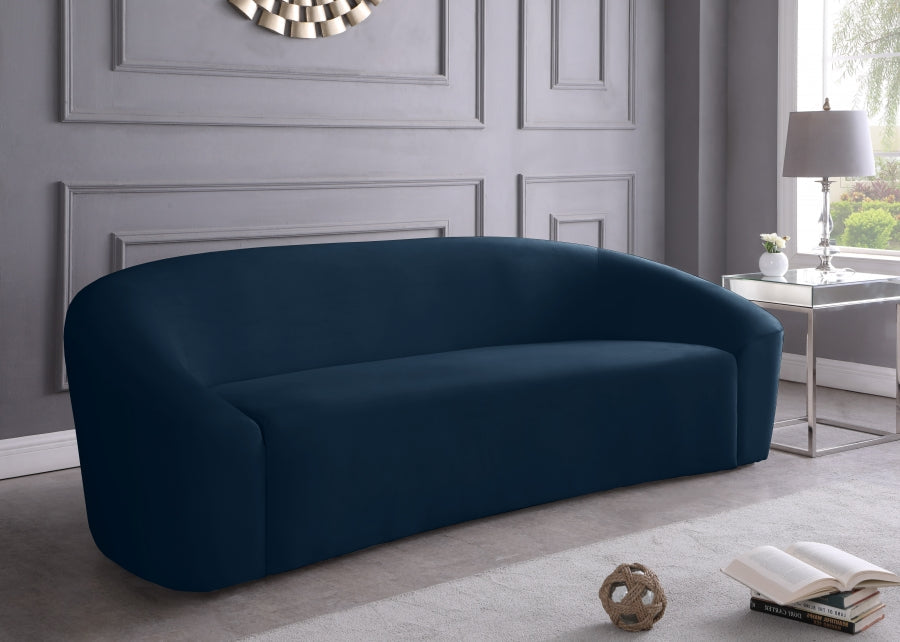 Riley Blue Velvet Sofa - 610Navy-S - Vega Furniture