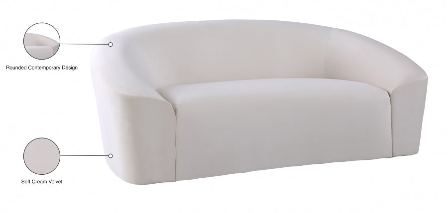 Riley Cream Velvet Loveseat - 610Cream-L - Vega Furniture
