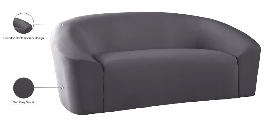 Riley Grey Velvet Loveseat - 610Grey-L - Vega Furniture