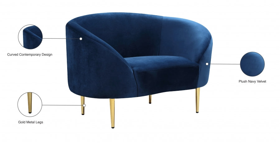 Ritz Blue Velvet Chair - 659Navy-C - Vega Furniture