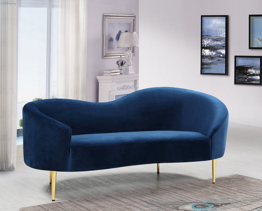 Ritz Blue Velvet Loveseat - 659Navy-L - Vega Furniture