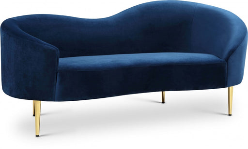 Ritz Blue Velvet Loveseat - 659Navy-L - Vega Furniture