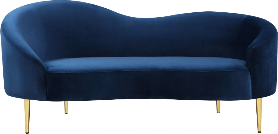 Ritz Blue Velvet Loveseat - 659Navy-L - Vega Furniture