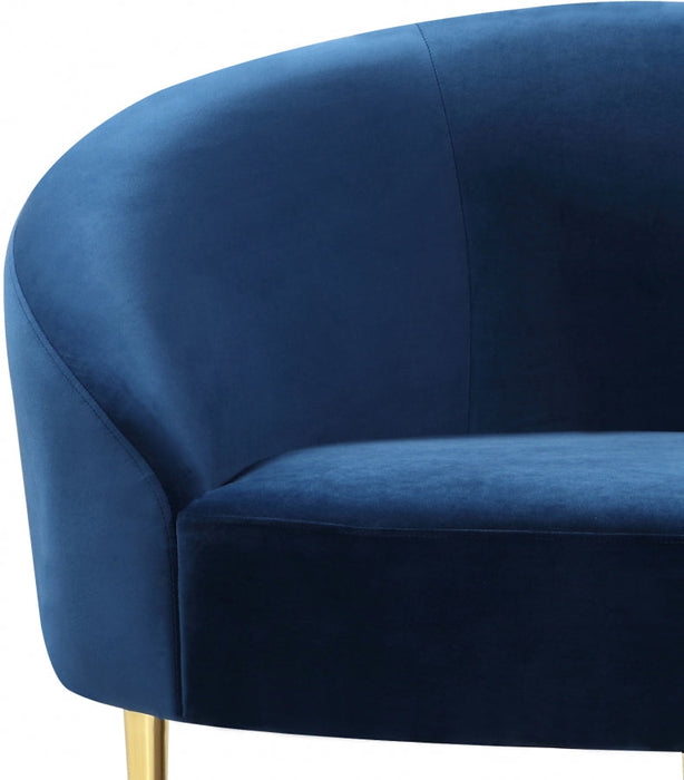 Ritz Blue Velvet Loveseat - 659Navy-L - Vega Furniture