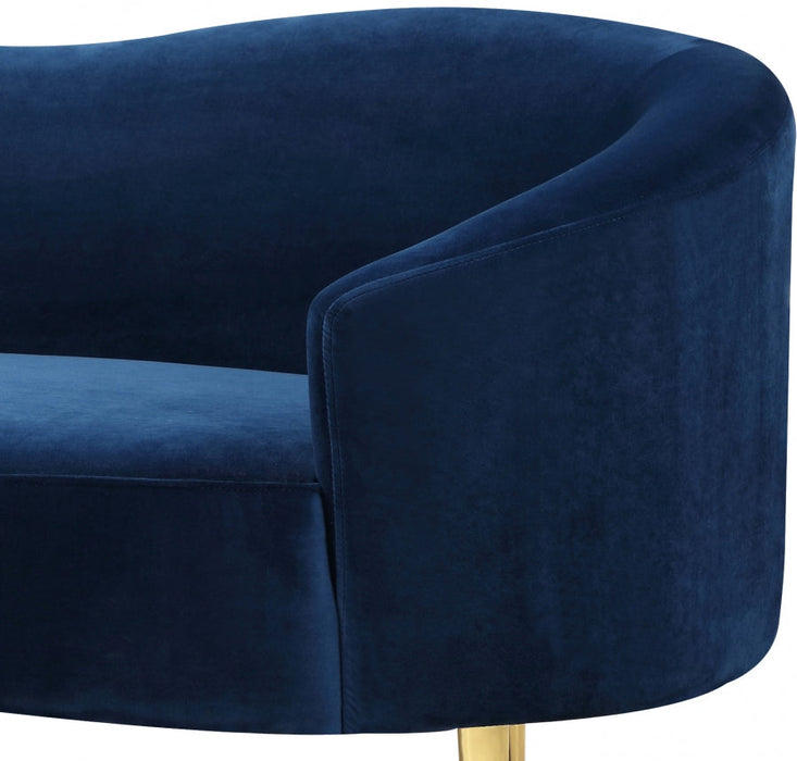 Ritz Blue Velvet Loveseat - 659Navy-L - Vega Furniture