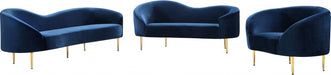 Ritz Blue Velvet Loveseat - 659Navy-L - Vega Furniture