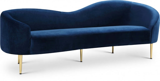 Ritz Blue Velvet Sofa - 659Navy-S - Vega Furniture