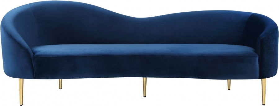 Ritz Blue Velvet Sofa - 659Navy-S - Vega Furniture