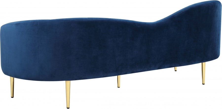 Ritz Blue Velvet Sofa - 659Navy-S - Vega Furniture