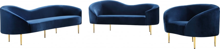 Ritz Blue Velvet Sofa - 659Navy-S - Vega Furniture