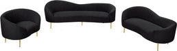 Ritz Boucle Fabric Loveseat Black - 477Black-L - Vega Furniture