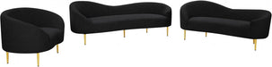 Ritz Boucle Fabric Loveseat Black - 477Black-L - Vega Furniture