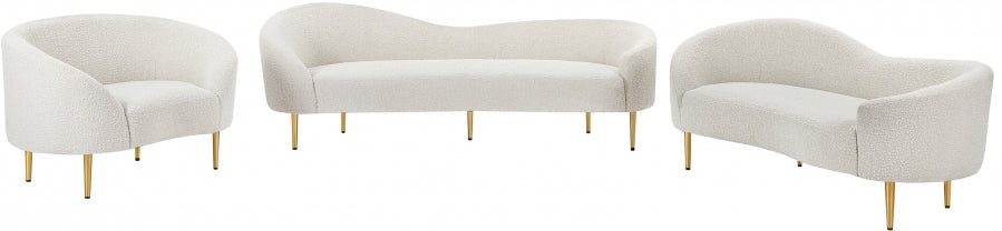 Ritz Boucle Fabric Loveseat Cream - 477Cream-L - Vega Furniture