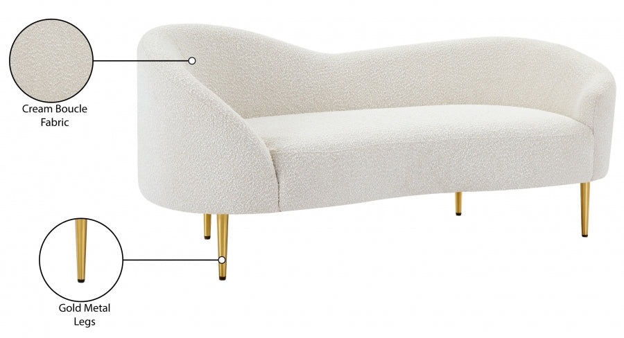 Ritz Boucle Fabric Loveseat Cream - 477Cream-L - Vega Furniture