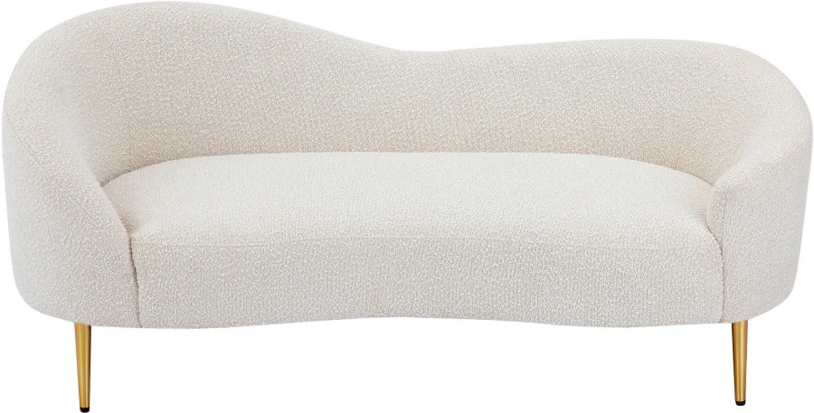 Ritz Boucle Fabric Loveseat Cream - 477Cream-L - Vega Furniture