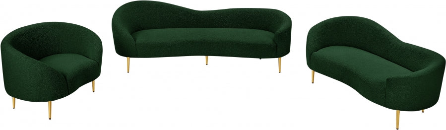 Ritz Boucle Fabric Loveseat Green - 477Green-L - Vega Furniture