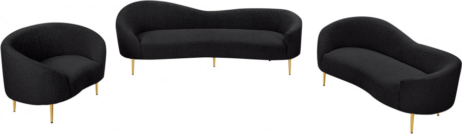 Ritz Boucle Fabric Sofa Black - 477Black-S - Vega Furniture