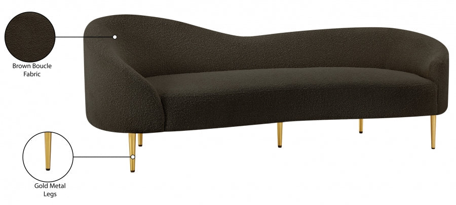 Ritz Boucle Fabric Sofa Brown - 477Brown-S - Vega Furniture
