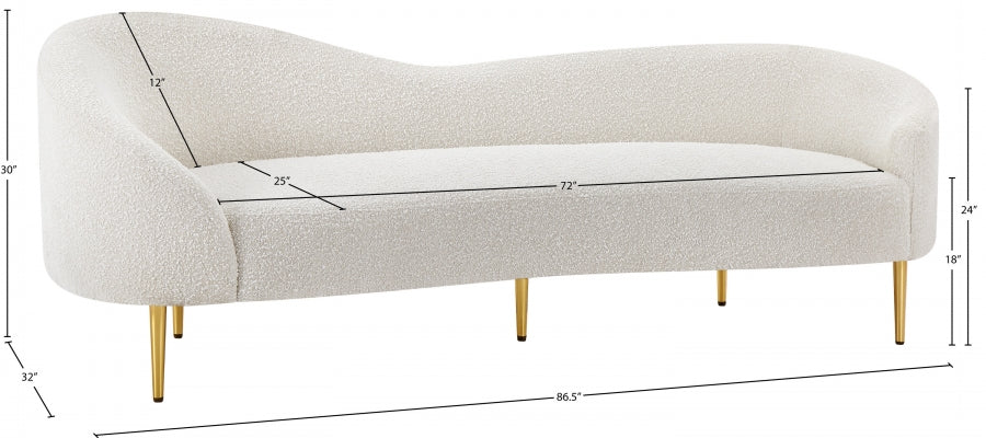 Ritz Boucle Fabric Sofa Cream - 477Cream-S - Vega Furniture
