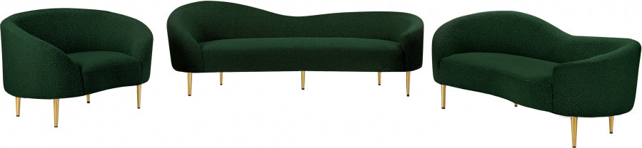 Ritz Boucle Fabric Sofa Green - 477Green-S - Vega Furniture