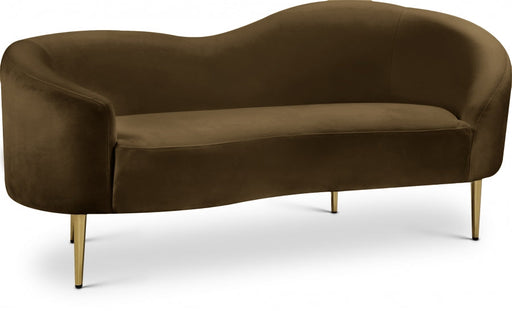 Ritz Brown Velvet Loveseat - 659Brown-L - Vega Furniture